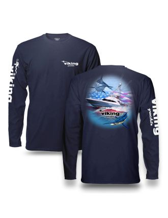 Viking Yachts long sleeve performance tee with large graphic