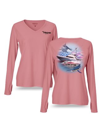 Viking Flag Women's V-Neck Long Sleeve Denali Tee