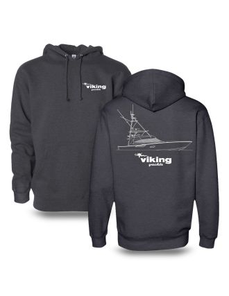 Viking Yachts hoodie with line drawing Charcoal