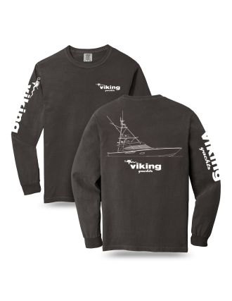 Viking Yachts long sleeve tee front and back - pepper