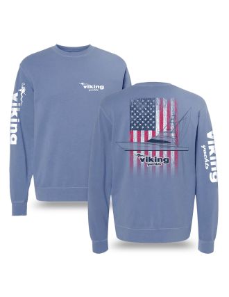 Viking Yachts Rustic Flag Pigment Dyed Crewneck Sweatshirt